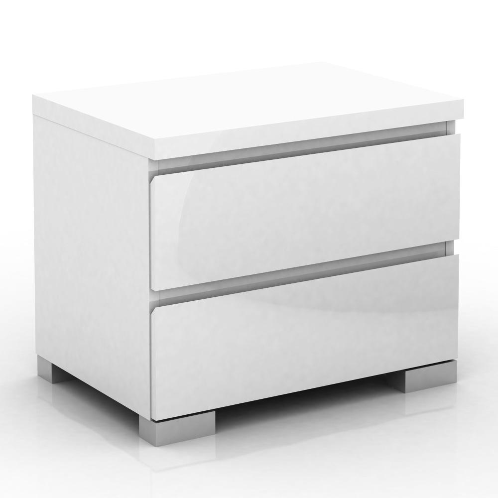 Porto 2-Drawer Bedside Nightstand End Lamp Side Table - High Gloss White Fast shipping On sale