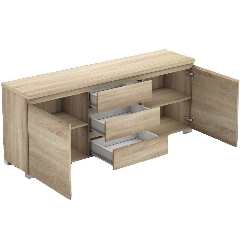Porto Buffet Sideboard TV Stand Storage Cabinet Cupboard - Light Sonoma Oak & Unit Fast shipping On sale