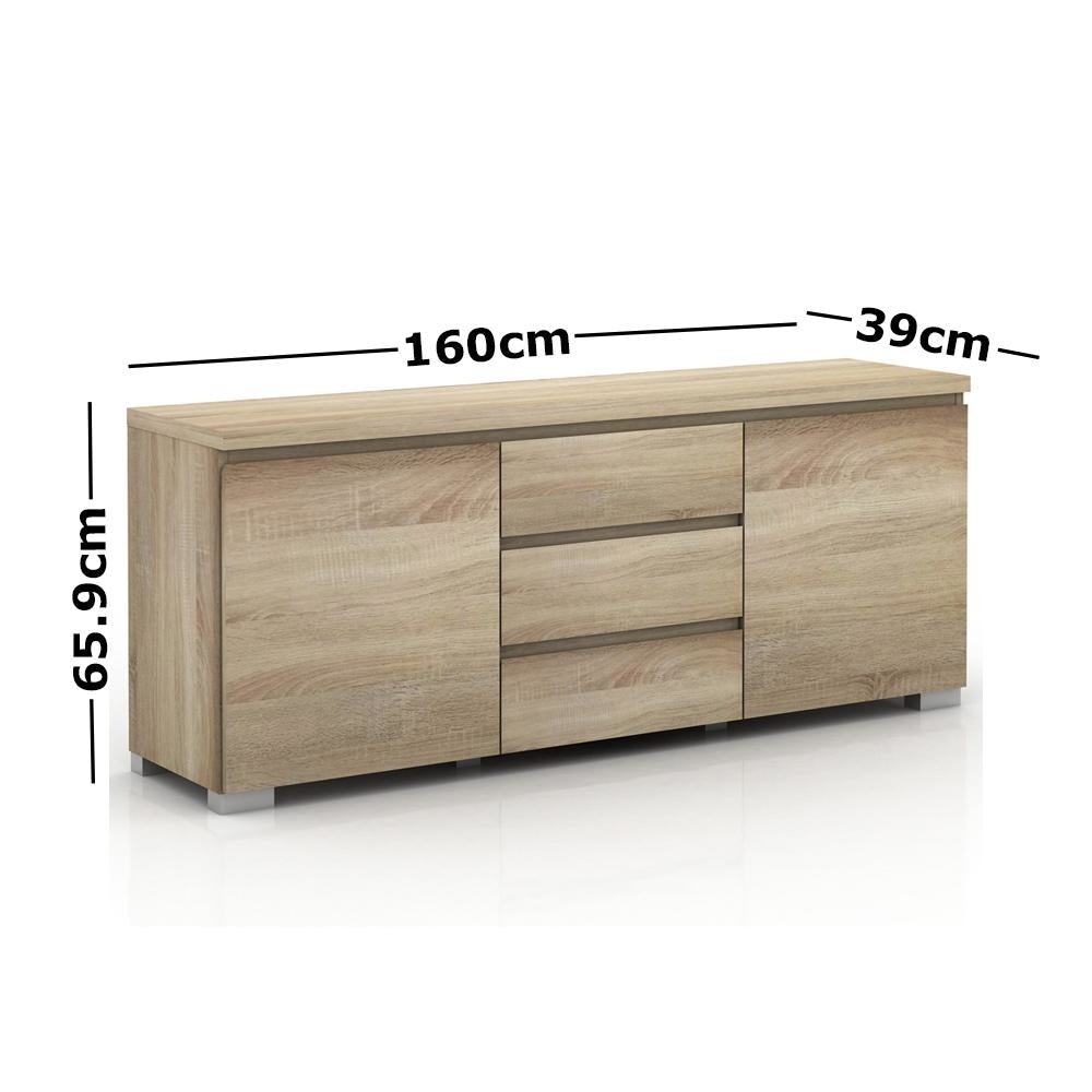 Porto Buffet Sideboard TV Stand Storage Cabinet Cupboard - Light Sonoma Oak & Unit Fast shipping On sale