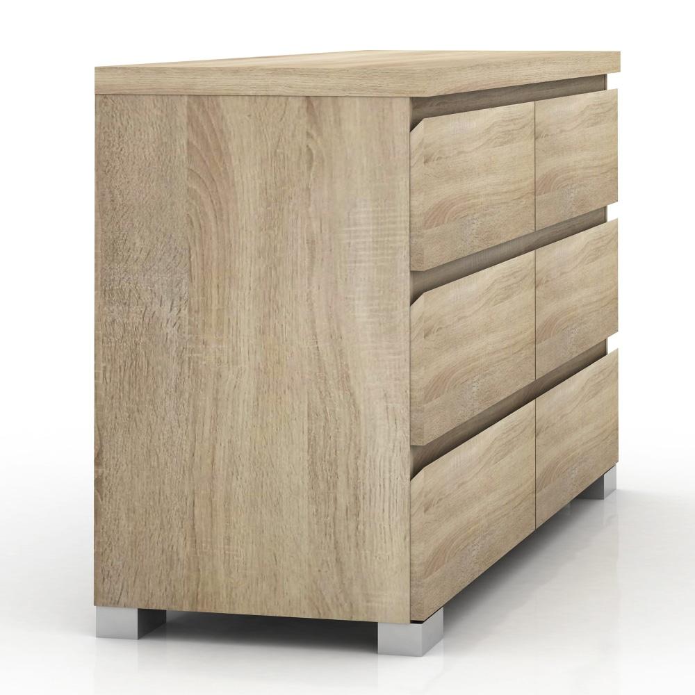 Porto Chest of 6-Drawer Lowboy Sideboard Storage Cabinet - Light Sonoma Oak Of Drawers Fast shipping On sale