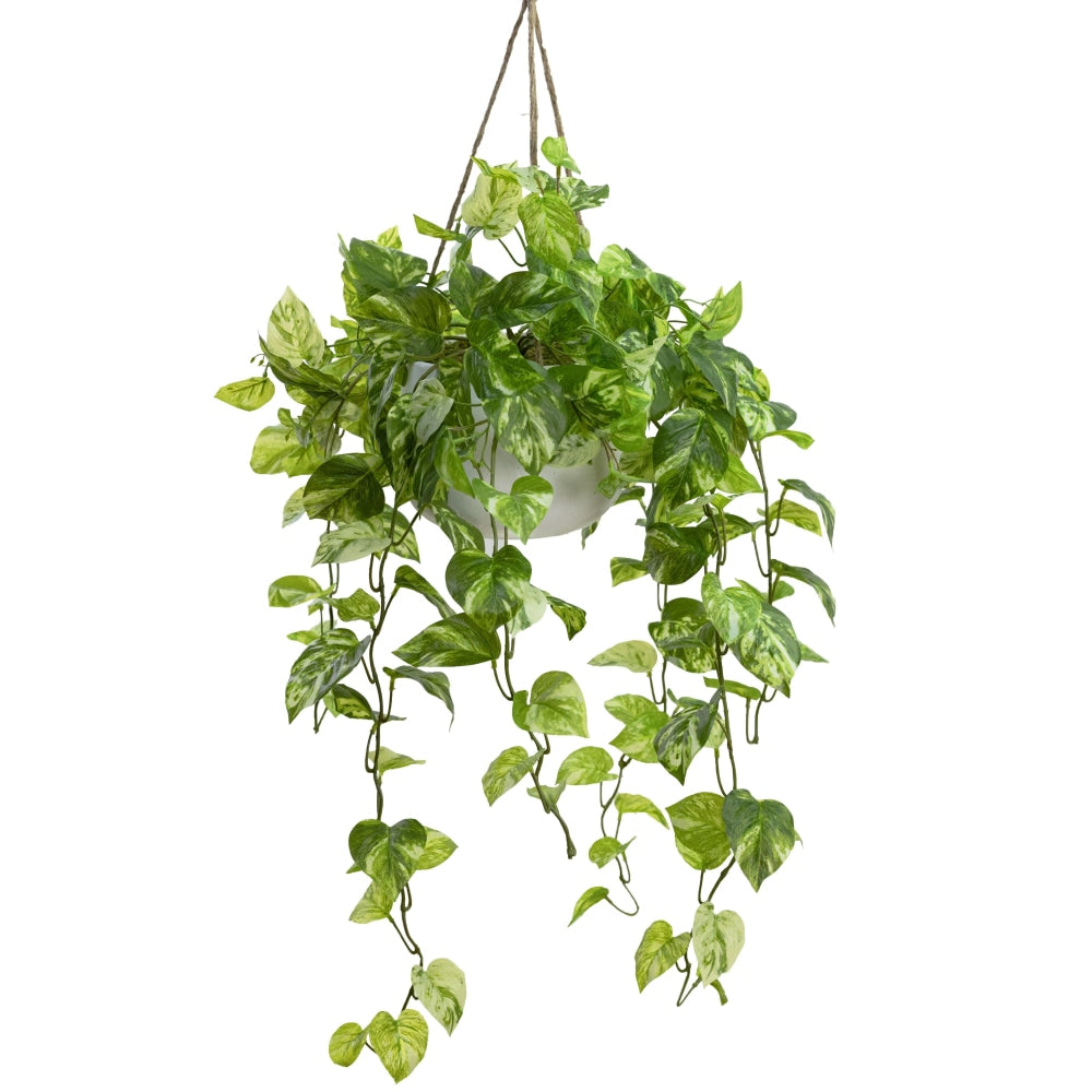 Pothos Bush Artificial Fake Plant Decorative Arrangement 104cm In Hanging Planter Marble Green Fast shipping On sale
