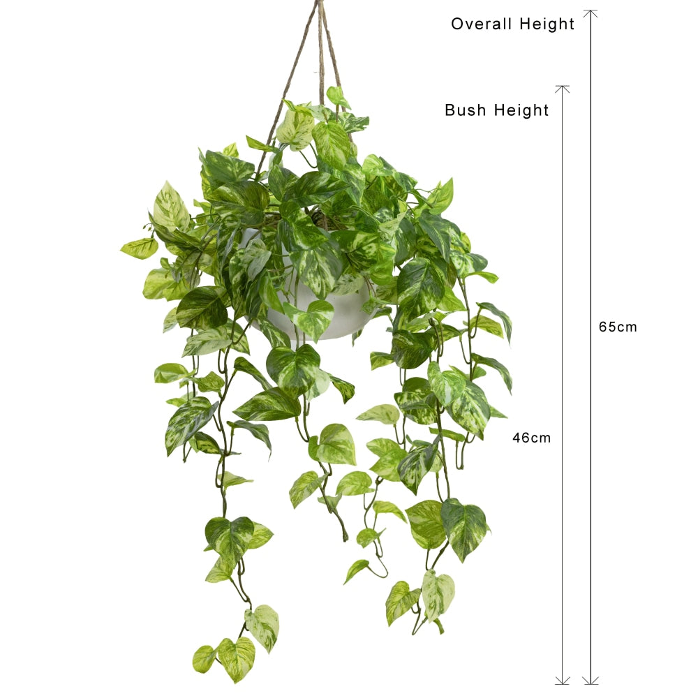 Pothos Bush Artificial Fake Plant Decorative Arrangement 104cm In Hanging Planter Marble Green Fast shipping On sale