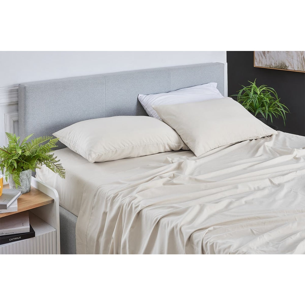 Premium Bamboo Blend Sheet Set - Flax King Bed Fast shipping On sale