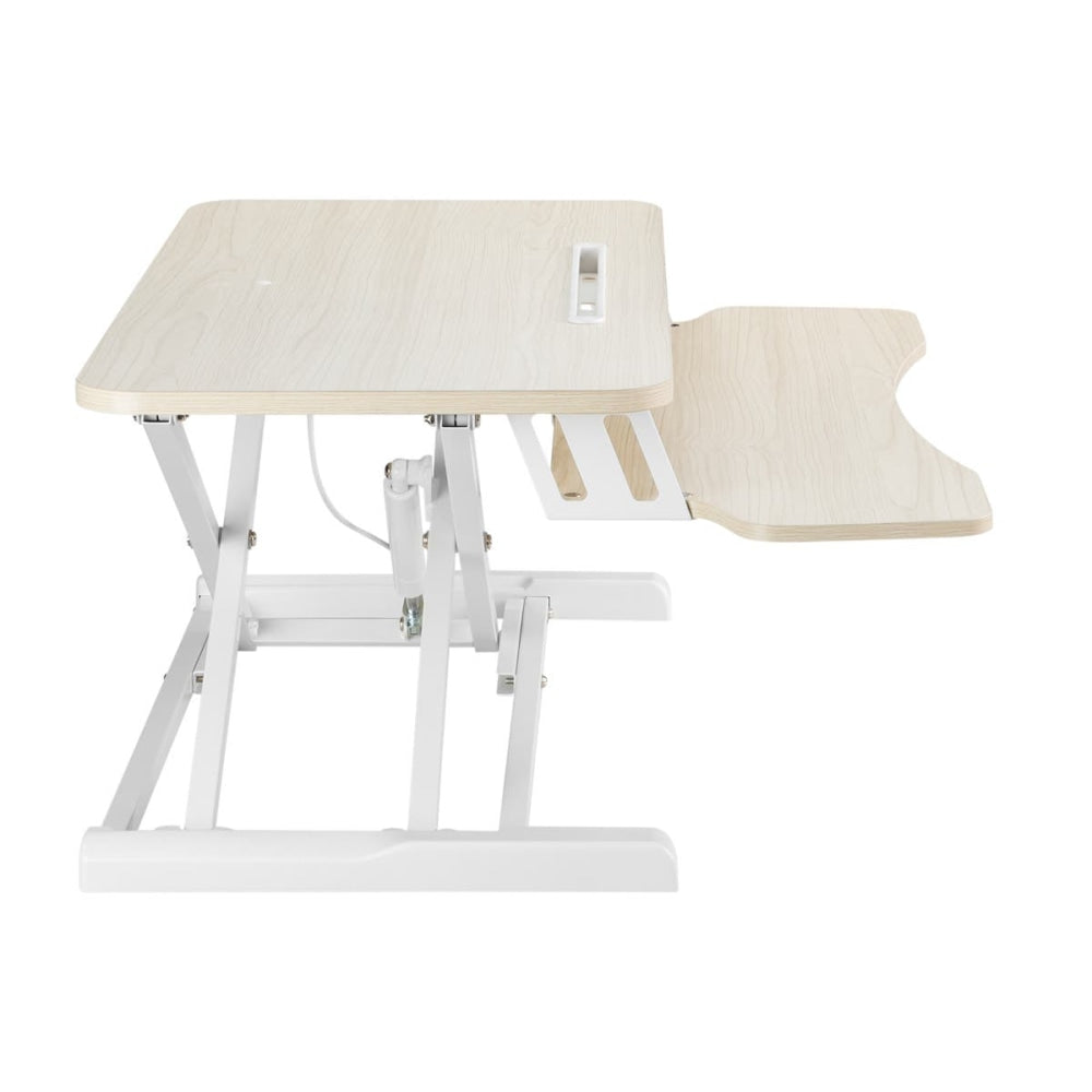 Pro Height Adjustable Sit Stand Computer Work Task Study Office Desk Riser - Oak/White Medium Fast shipping On sale