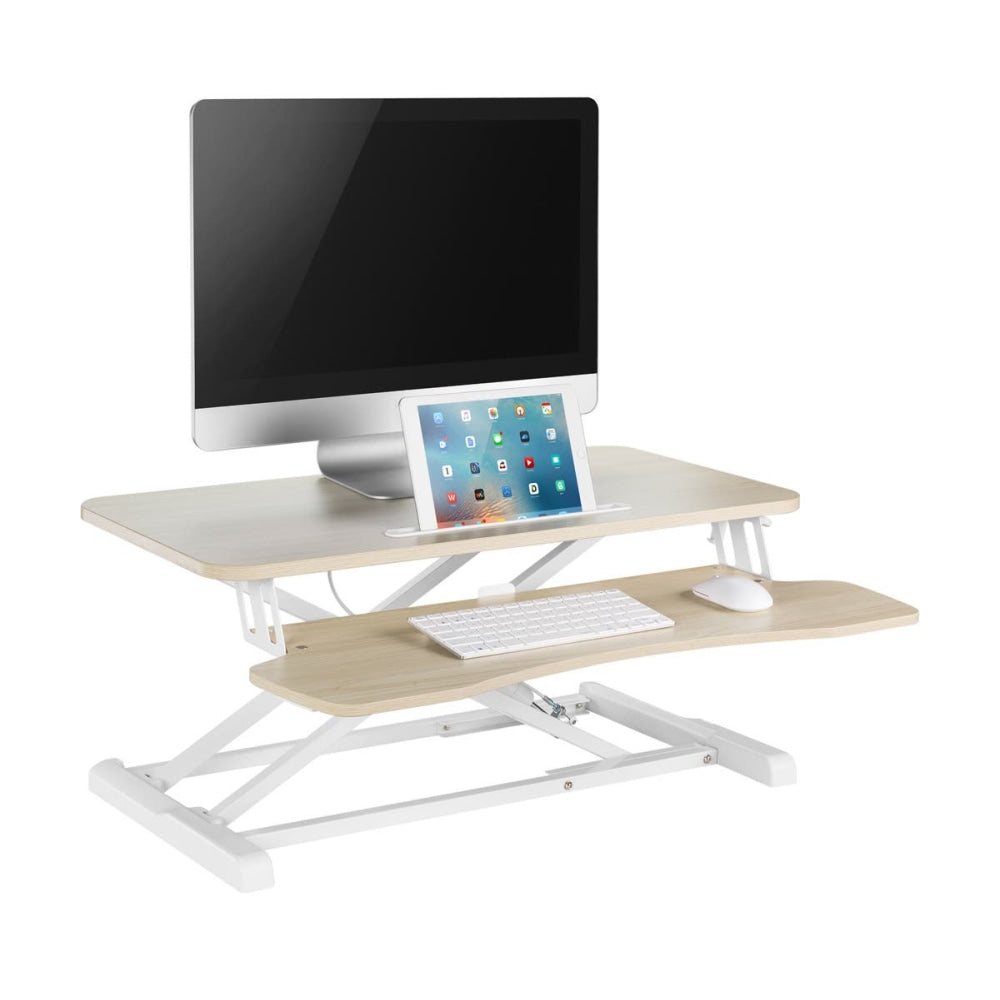 Pro Height Adjustable Sit Stand Computer Work Task Study Office Desk Riser - Oak/White Medium Fast shipping On sale