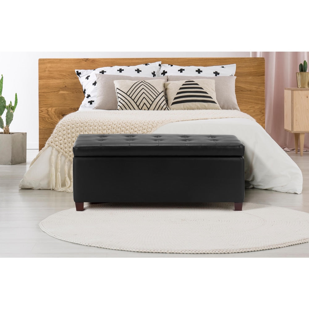 PU Leather Storage Box Ottoman Foot Stool Bench - Black Fast shipping On sale