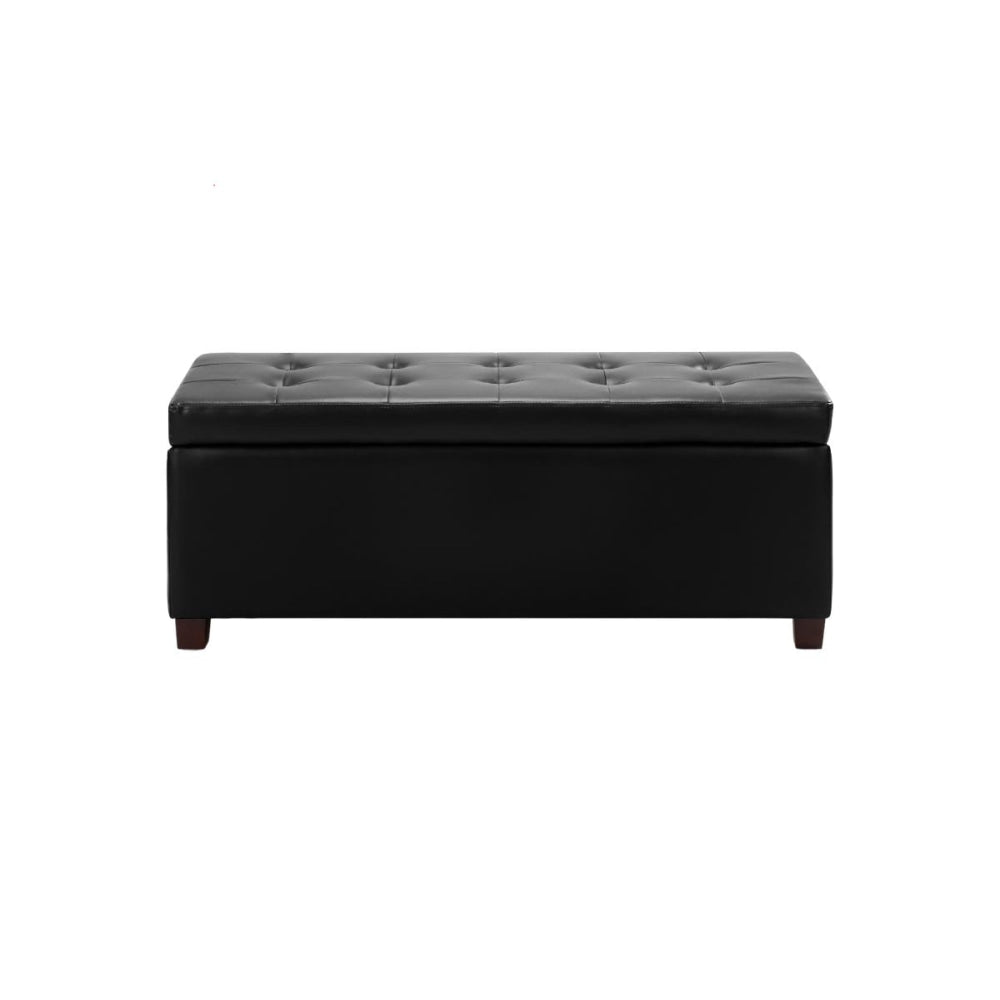 PU Leather Storage Box Ottoman Foot Stool Bench - Black Fast shipping On sale