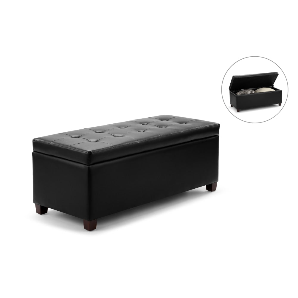 PU Leather Storage Box Ottoman Foot Stool Bench - Black Fast shipping On sale