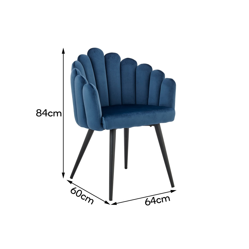 Pucon Fabric Velvet Kitchen Chair Dining Armchair - Denim Blue Fast shipping On sale