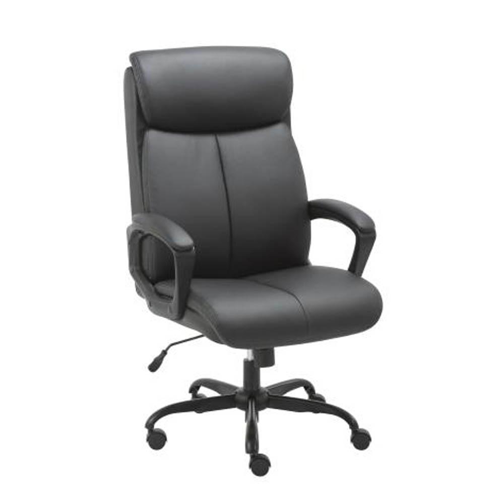 Puresoft PU Leather Soft Padded High-Back Office Chair - Black Fast shipping On sale