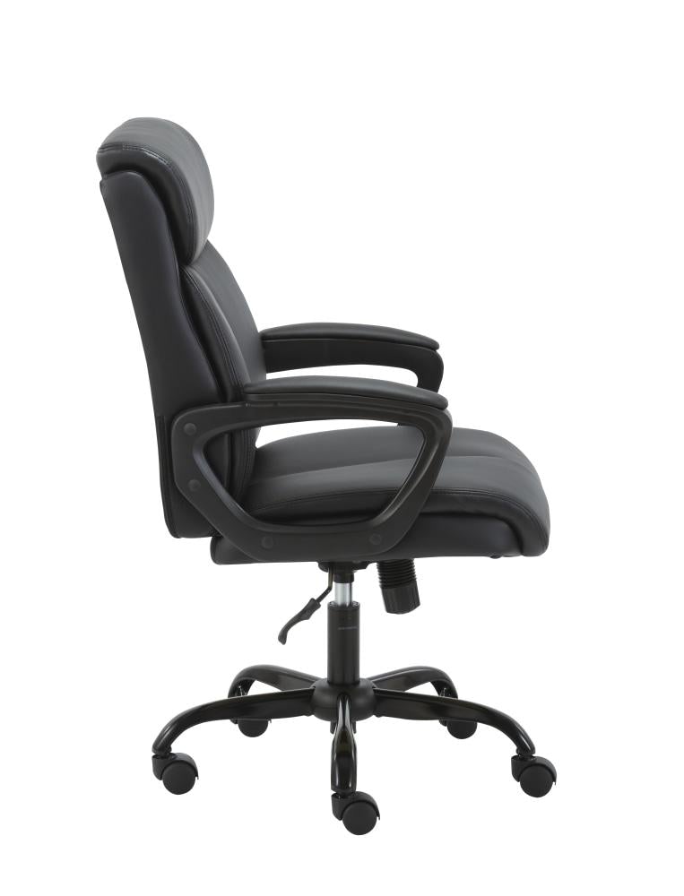 Puresoft PU Leather Soft Padded Mid-Back Office Chair - Black Fast shipping On sale