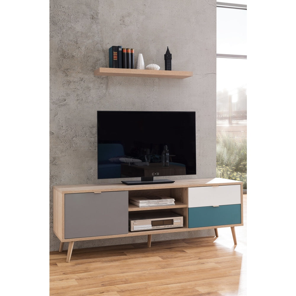 Queen Scandinavian Lowline Entertainment Unit TV Stand 150cm - Sonoma Oak Fast shipping On sale