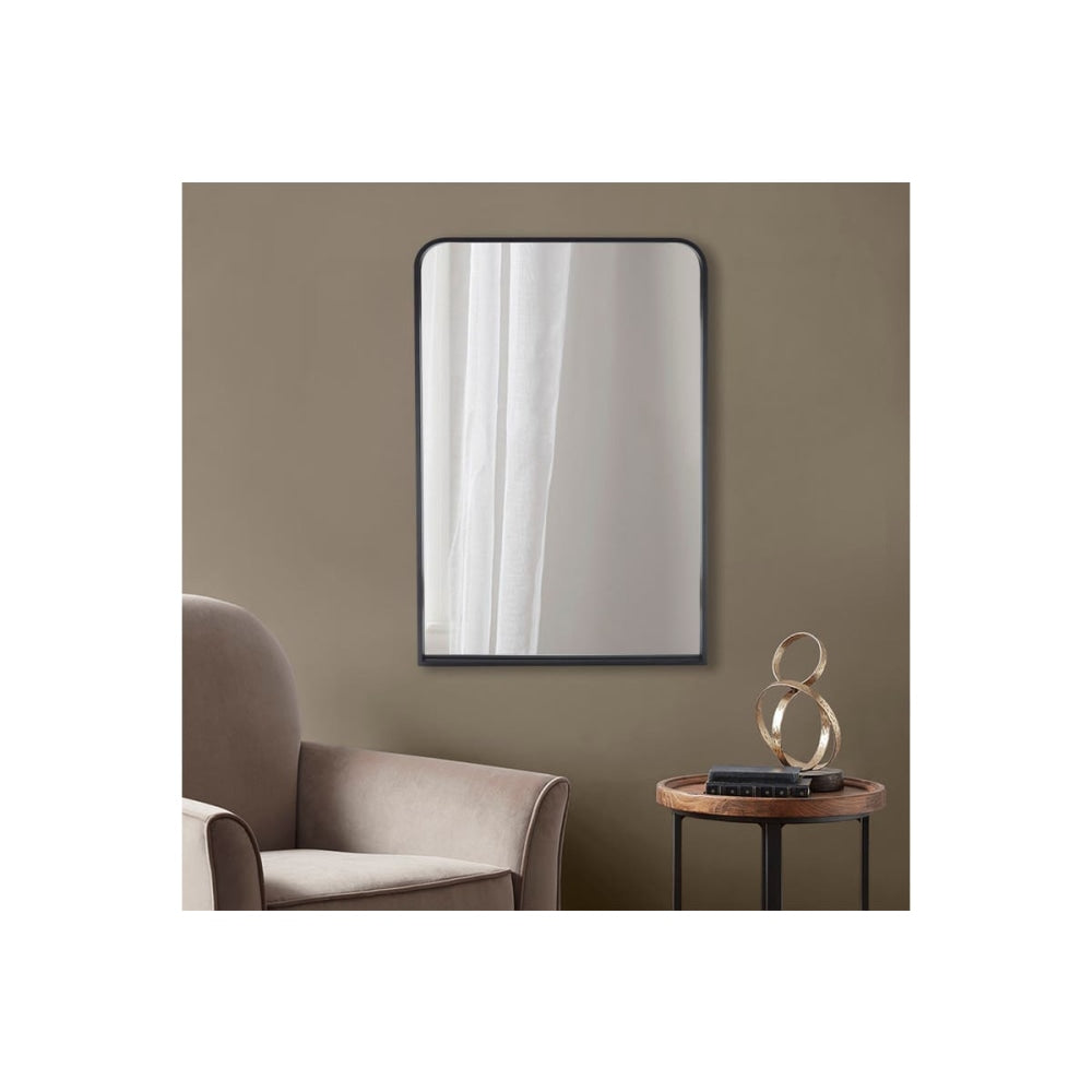 Radius Corner Metal Wall Mirror - Black Fast shipping On sale