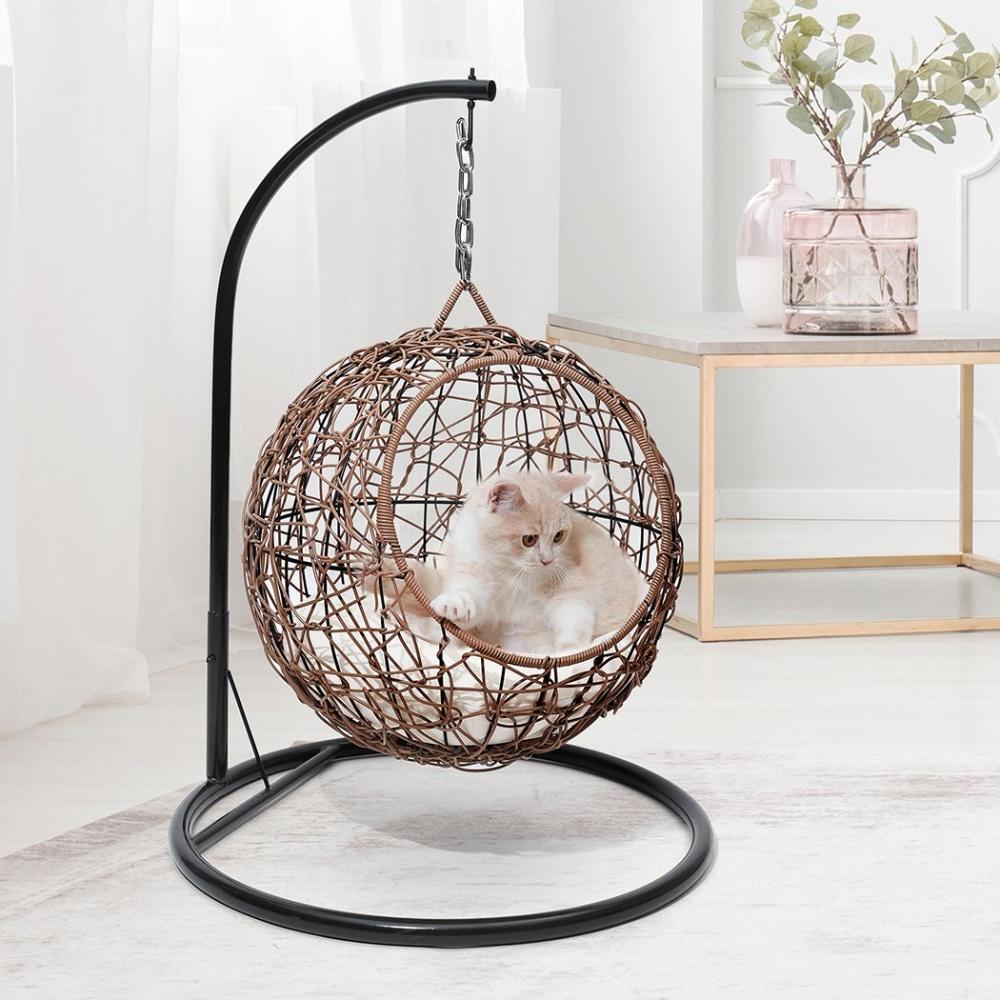 Rattan Cat Beds Elevated Puppy Wicker Hanging Basket Swinging Egg Chair Pet Supplies Fast shipping On sale