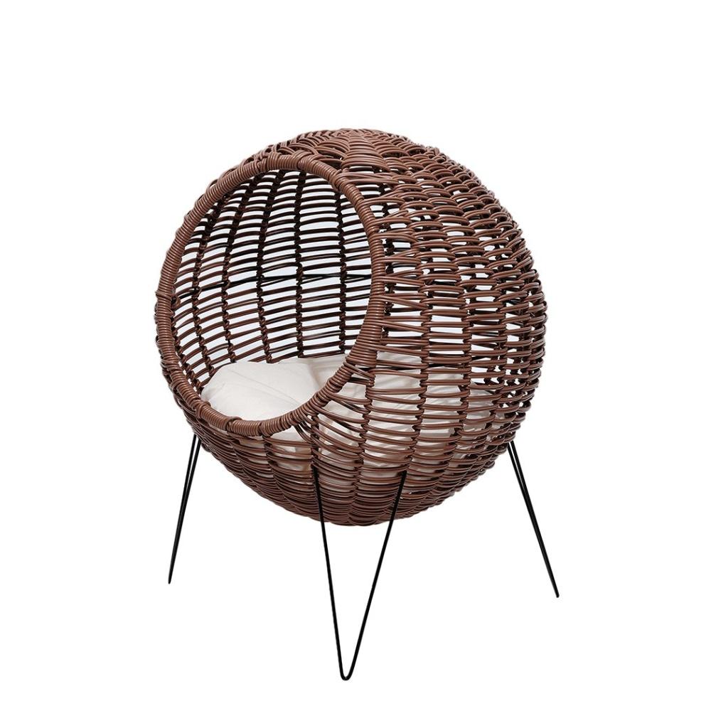 Rattan Pet Bed Elevated Cat Dog House Round Wicker Basket Kennel Egg Shape Supplies Fast shipping On sale