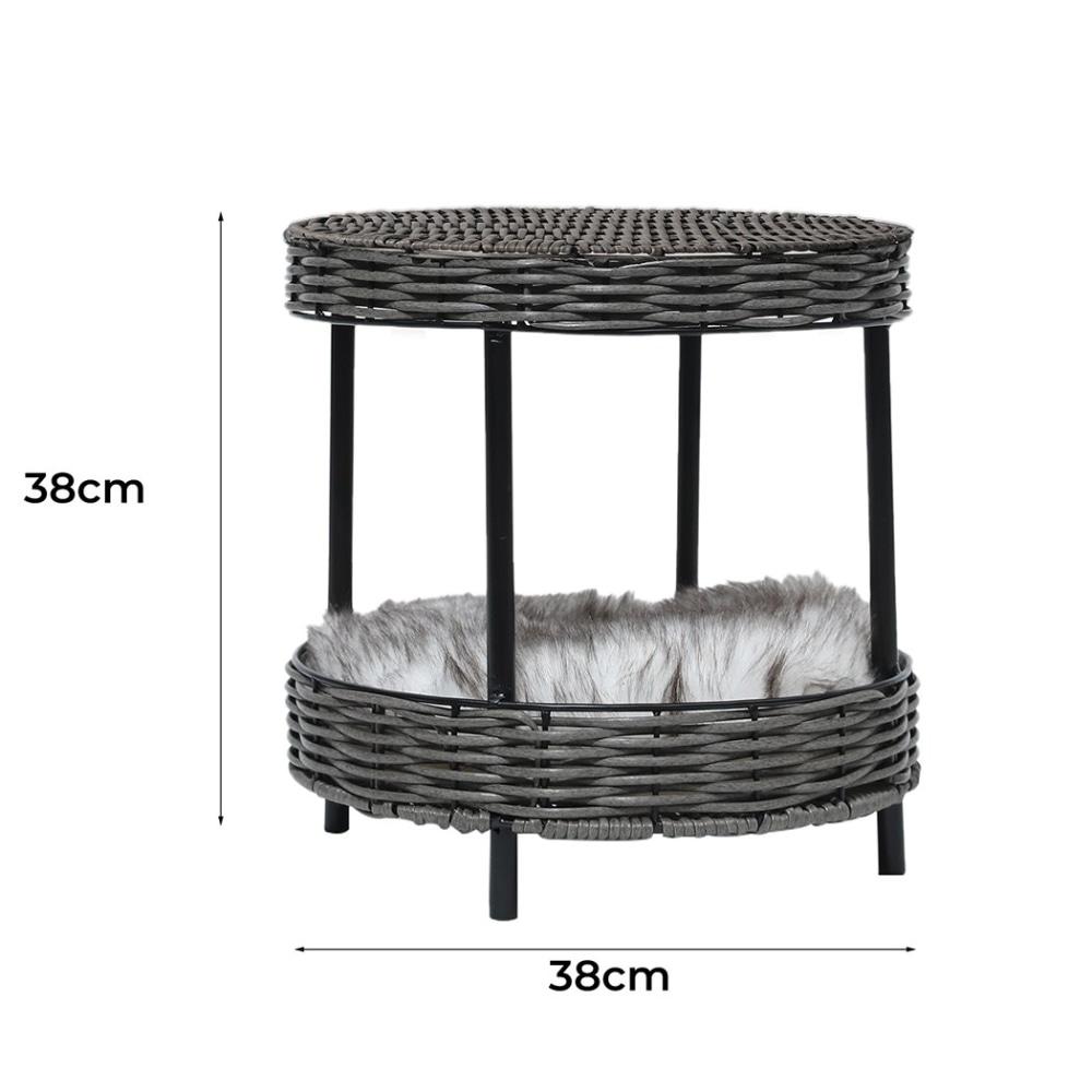 Rattan Pet Bed Elevated Raised Cat Dog House Wicker Basket Kennel Table Supplies Fast shipping On sale