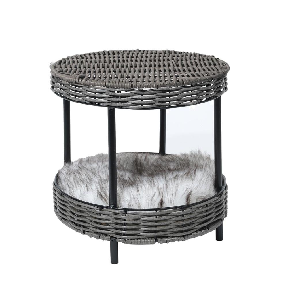 Rattan Pet Bed Elevated Raised Cat Dog House Wicker Basket Kennel Table Supplies Fast shipping On sale