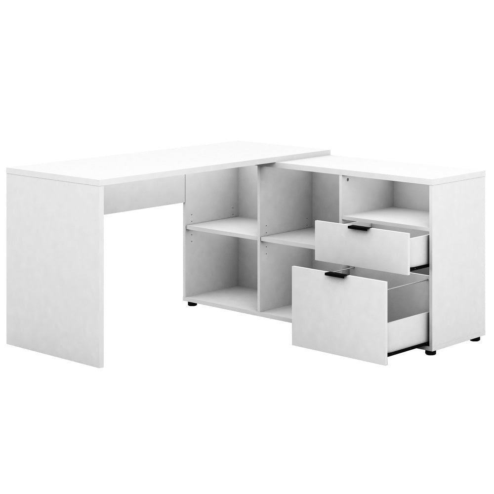 Ravee L - Shape Executive Manager Computer Corner Desk Table W/ Storage - White Office Fast shipping On sale