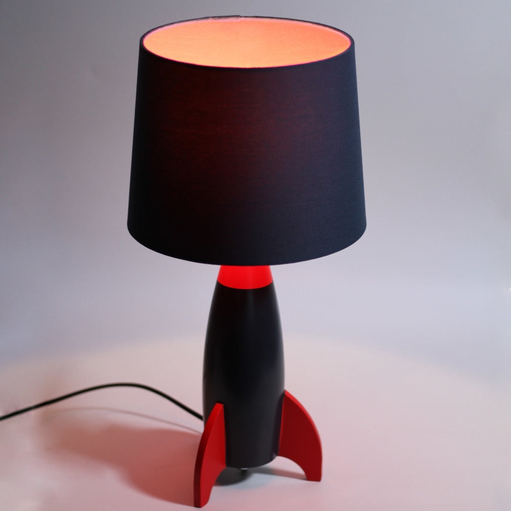 Ravi Rocketship Design Kids Table Lamp Light Navy Blue Fast shipping On sale