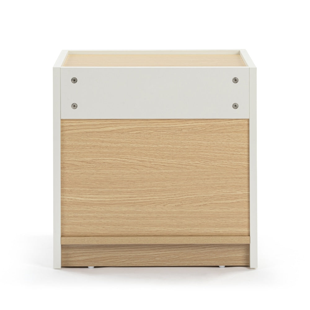 Ray Nighstand Bedside Side Table W/ 1-Drawer - White/Oak Fast shipping On sale