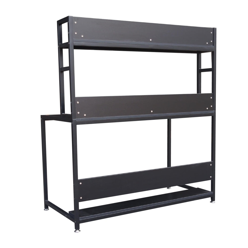 Study Computer Office Desk Metal Frame W/ Hutch - Black Fast shipping On sale