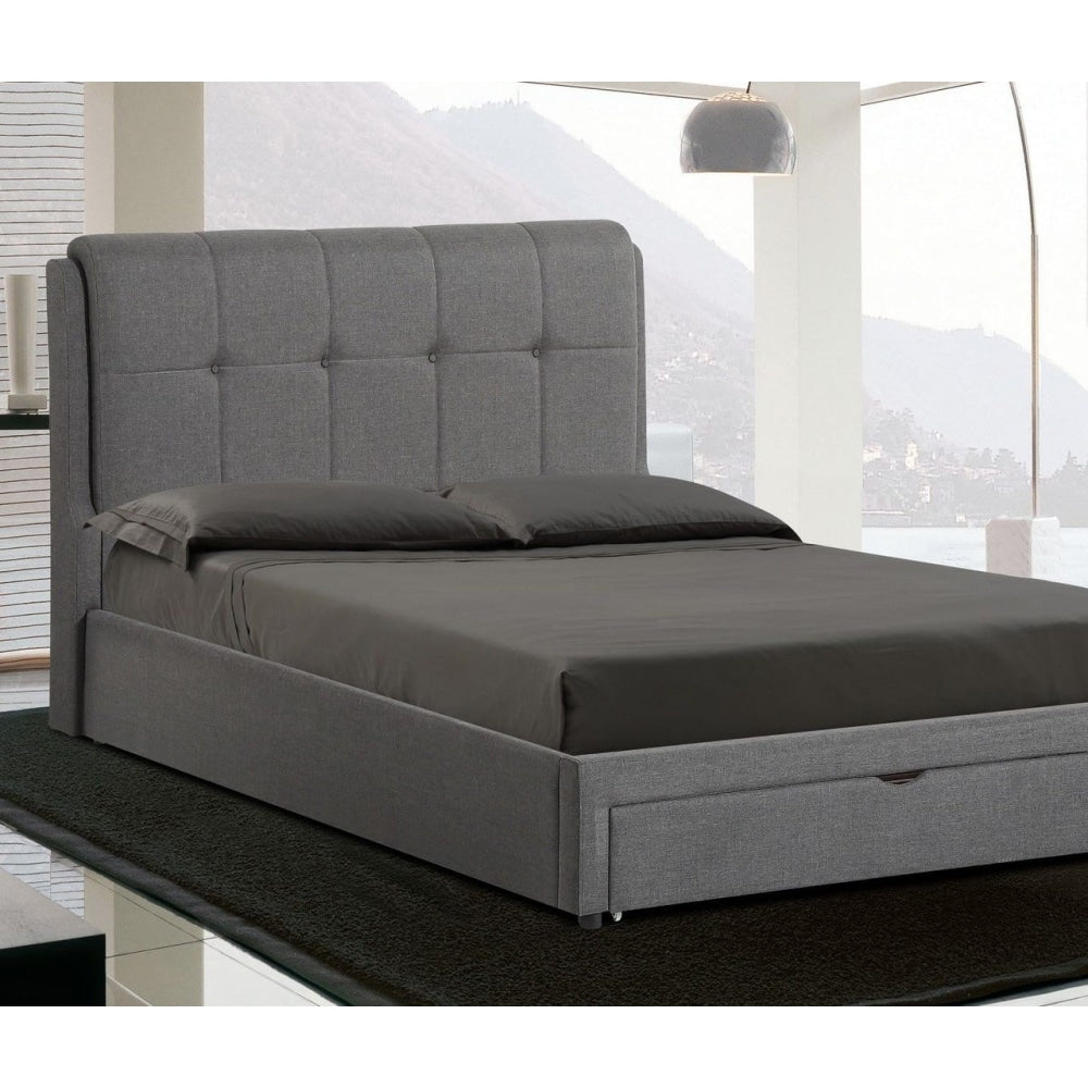 Regina Modern Fabric Bed Frame Queen Size With Storage - Grey Fast shipping On sale