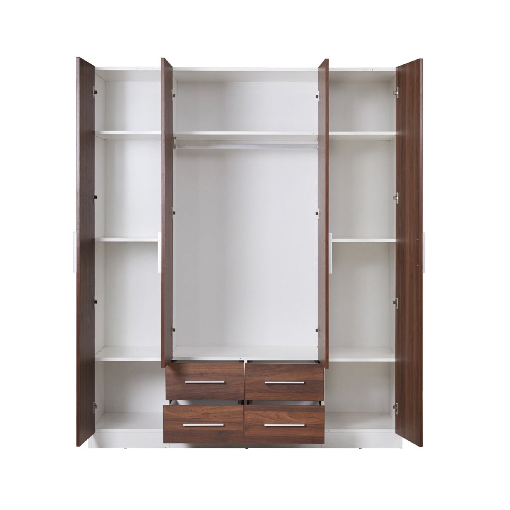 4 - Door 4 - Drawer Wardrobe Closet Clothes Storage Cabinet - Walnut Fast shipping On sale