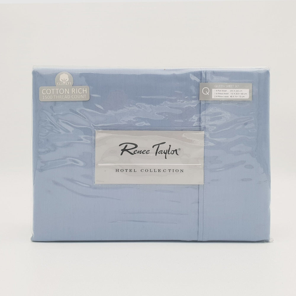 Renee Taylor 1500 Thread count Cotton Blend Sheet sets King Indigo Bed Fast shipping On sale