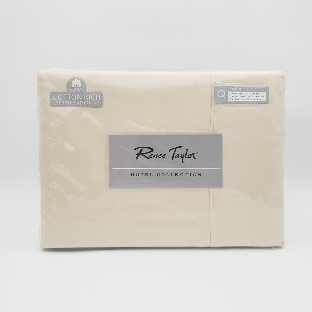 Renee Taylor 1500 Thread count Cotton Blend Sheet sets King Ivory Bed Fast shipping On sale
