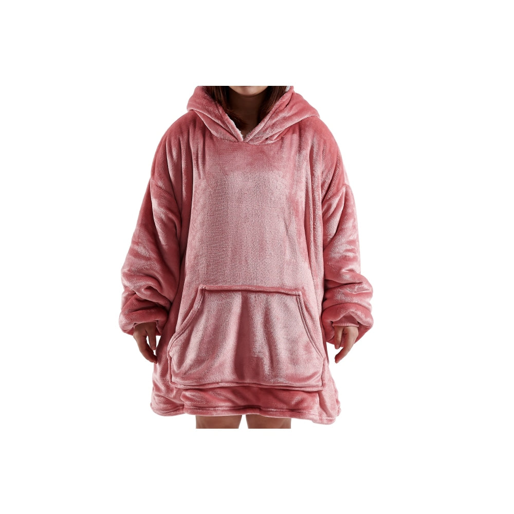 Reversible Hoodie Blanket - Rose/White Fast shipping On sale