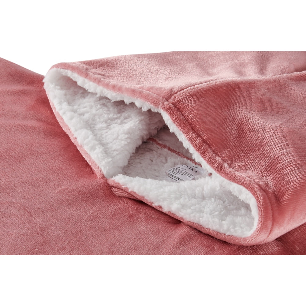 Reversible Hoodie Blanket - Rose/White Fast shipping On sale