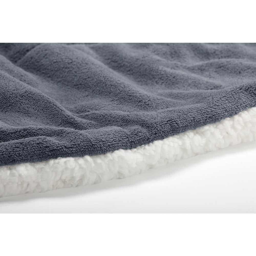 Reversible Sherpa Fleece Throw Blanket - Grey Single/Double Double Fast shipping On sale