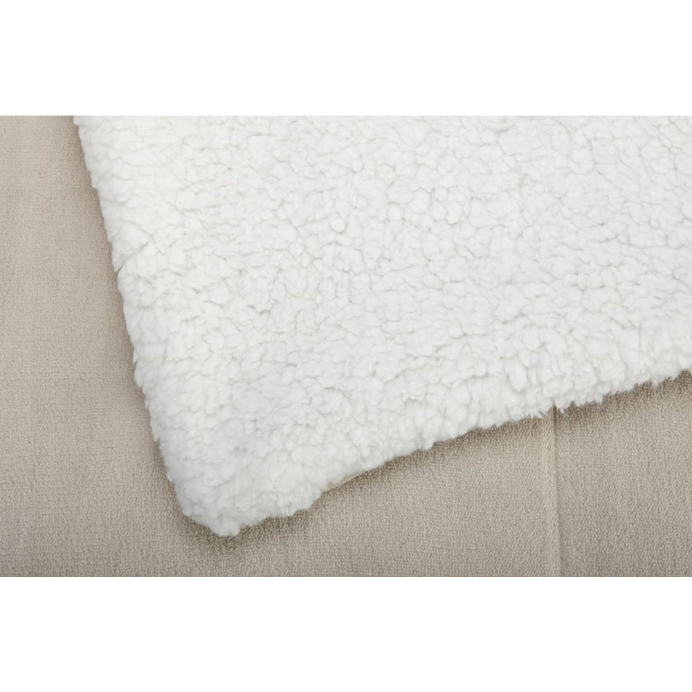 Reversible Sherpa Fleece Throw Blanket - Sand Queen/King King Fast shipping On sale