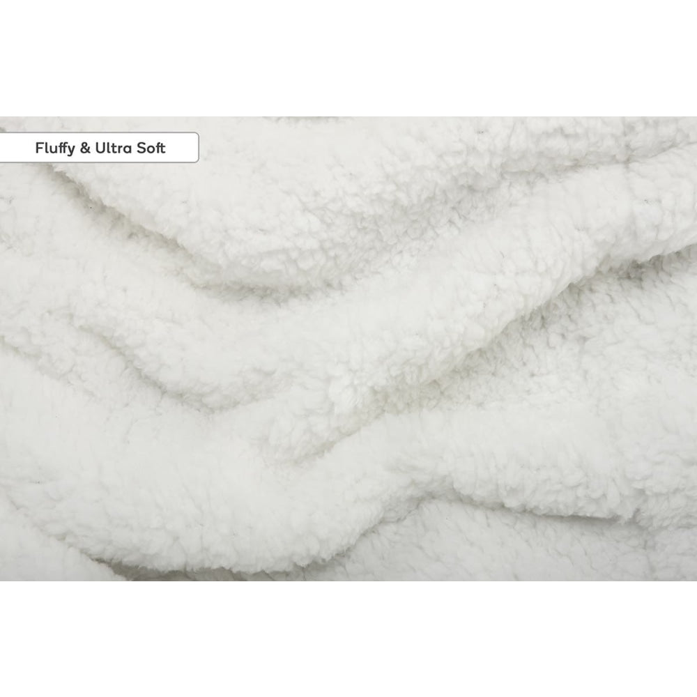 Reversible Sherpa Fleece Throw Blanket - Sand Single/Double Double Fast shipping On sale