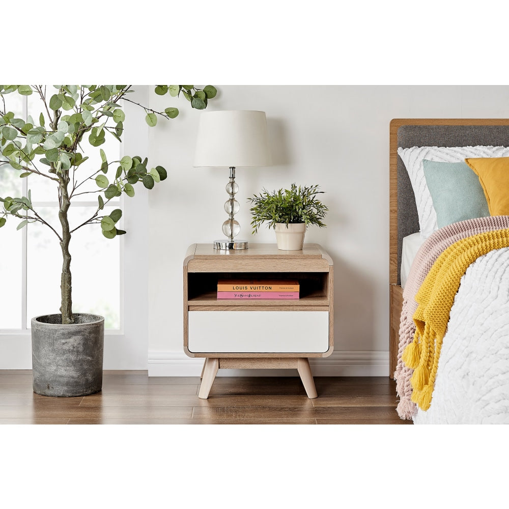 Robin Bedside Nightstand Side Table - White Fast shipping On sale