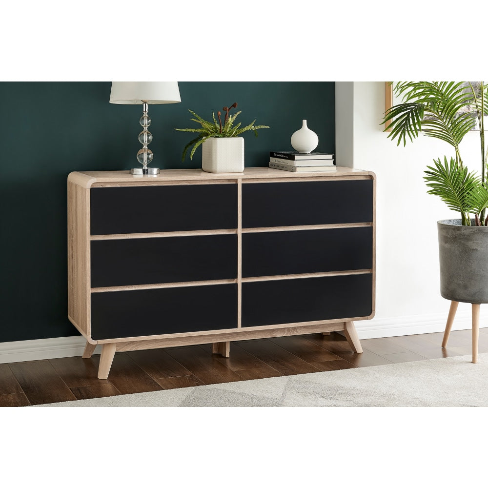 Robin Mid Century Chest of 6-Drawers Dresser Storage Cabinet - Black Of Drawers Fast shipping On sale