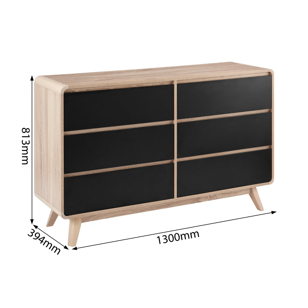 Robin Mid Century Chest of 6-Drawers Dresser Storage Cabinet - Black Of Drawers Fast shipping On sale