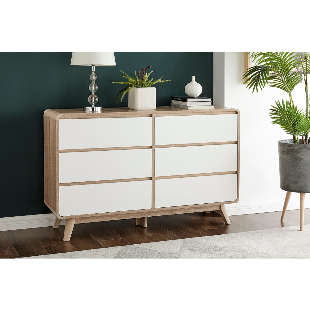 Robin Mid Century Chest of 6-Drawers Dresser Storage Cabinet - White Of Drawers Fast shipping On sale