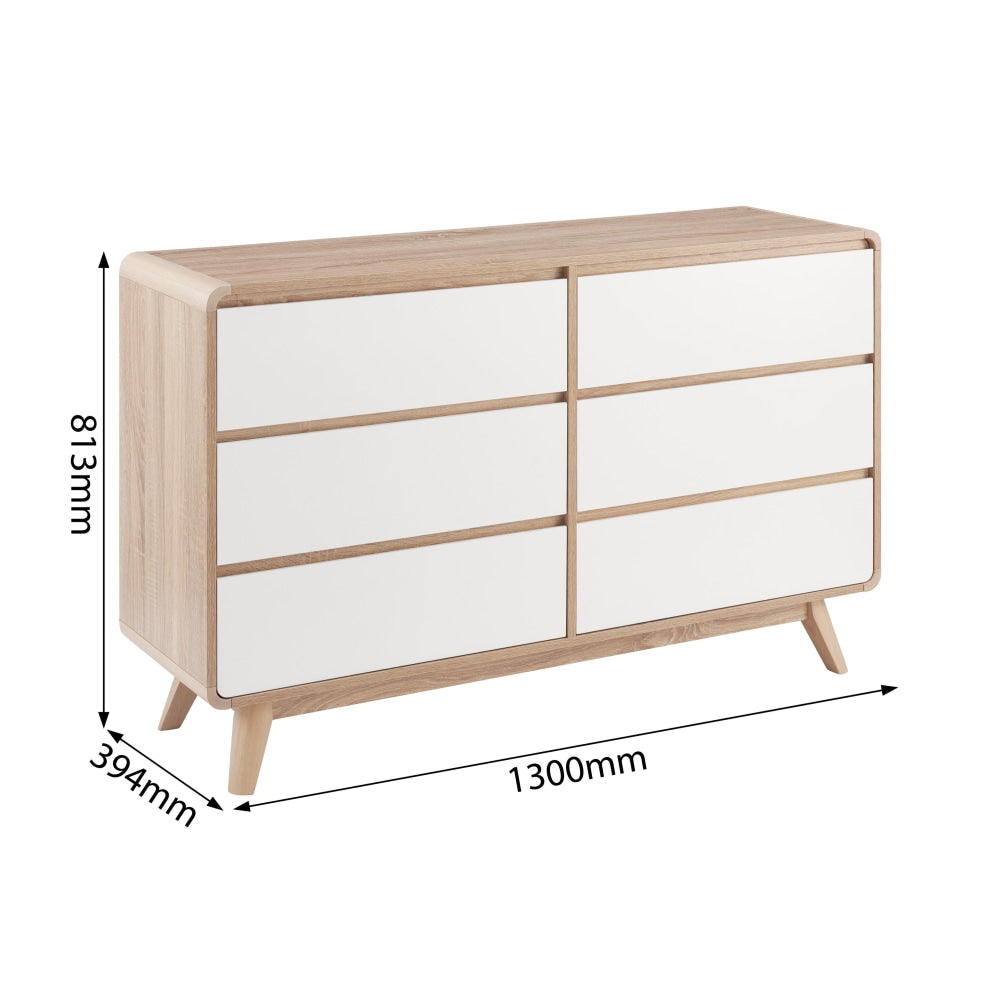 Robin Mid Century Chest of 6-Drawers Dresser Storage Cabinet - White Of Drawers Fast shipping On sale