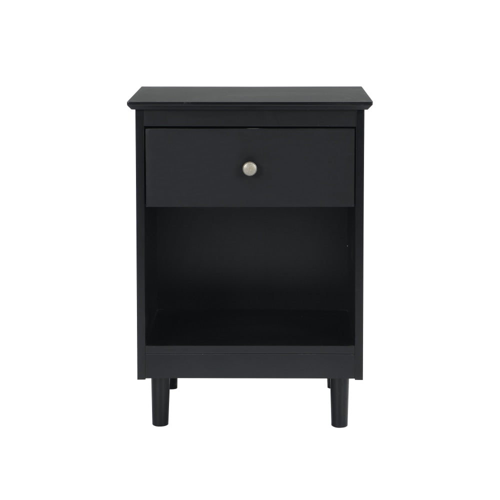 Ronnie Open Shelf Bedside Nightstand Side Table W/ 1-Drawers - Black Fast shipping On sale