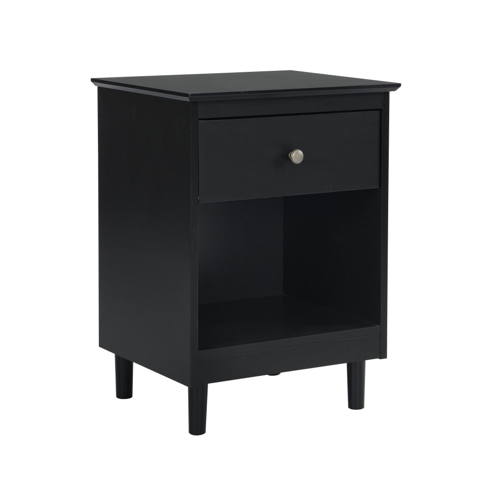 Ronnie Open Shelf Bedside Nightstand Side Table W/ 1-Drawers - Black Fast shipping On sale