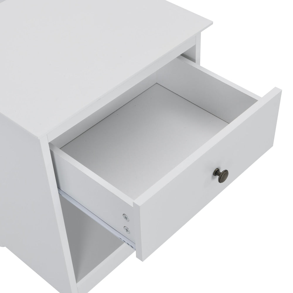 Ronnie Open Shelf Bedside Nightstand Side Table W/ 1-Drawers - White Fast shipping On sale