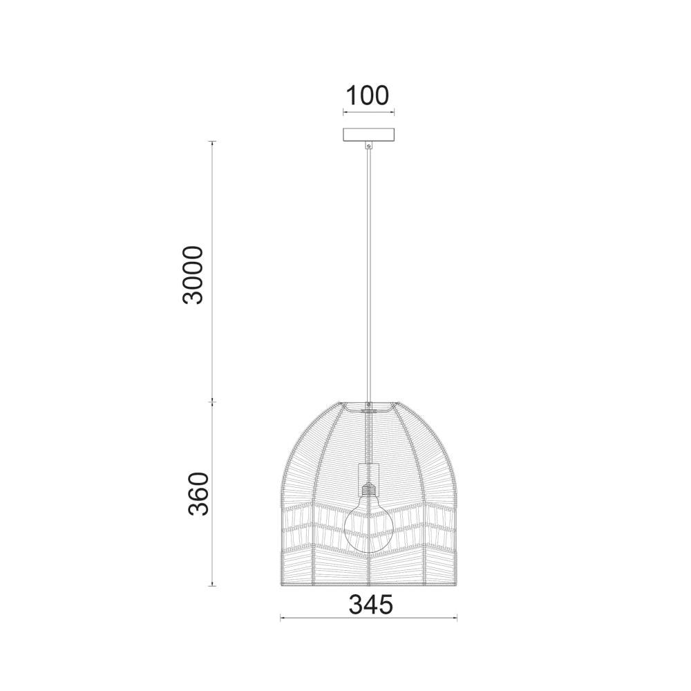 ROTA Pendant Lamp Light Interior ES 40W Natural Rattan Ellipse White OD345mm X L360mm Fast shipping On sale