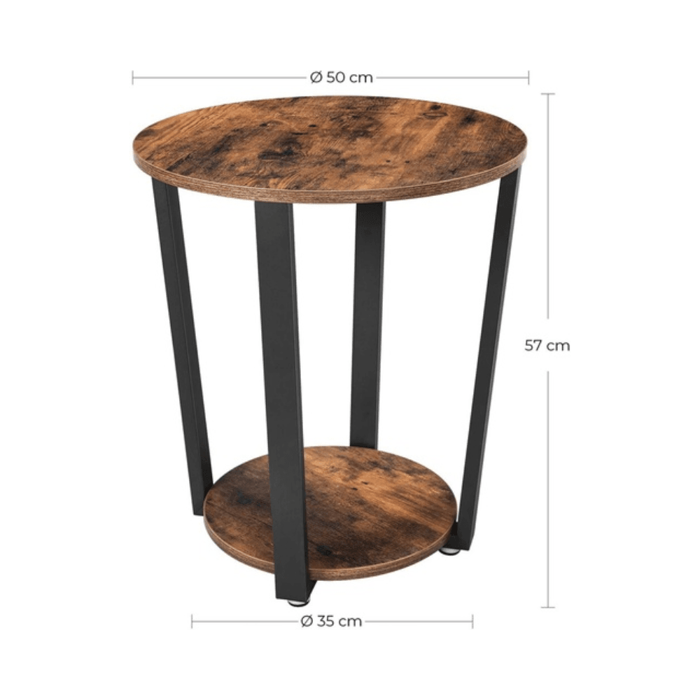 Vasagle Round Side Table with Shelf Vintage Rustic Brown Fast shipping On sale