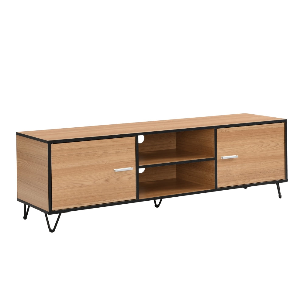 Roy TV Stand Entertainment Unit W/ 2-Doors - Oak/Black Fast shipping On sale