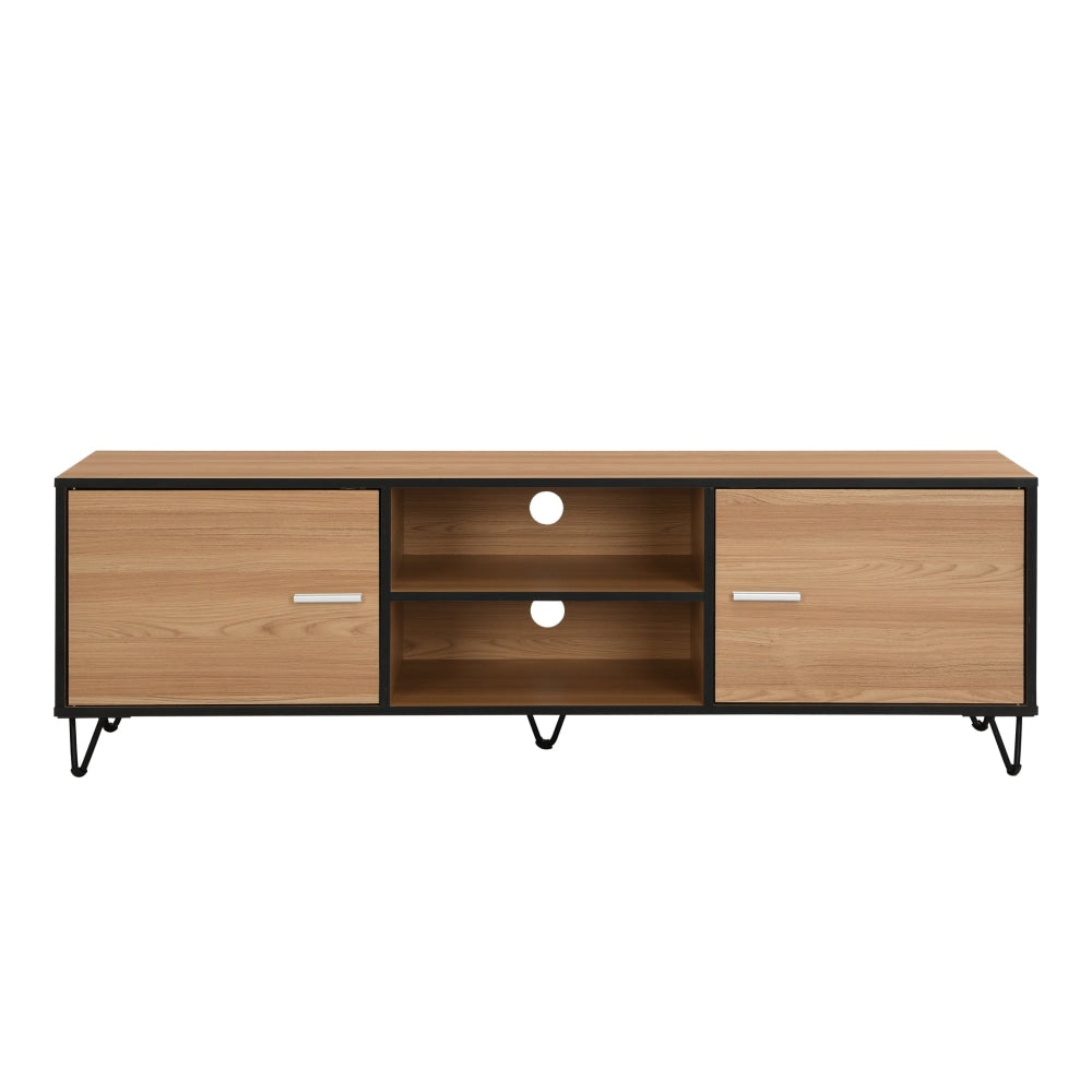 Roy TV Stand Entertainment Unit W/ 2-Doors - Oak/Black Fast shipping On sale