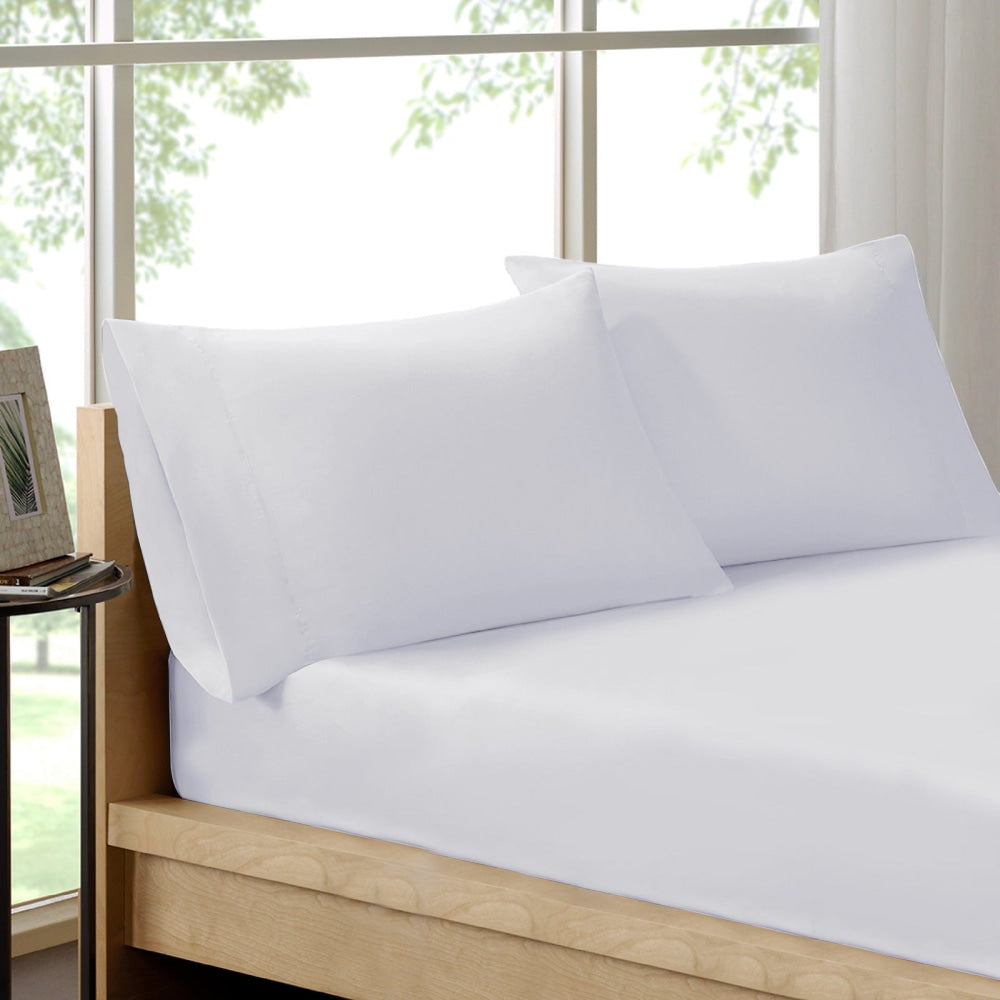 Royal Comfort - 100% Organic Cotton 3 Piece Fitted Combo Set - Queen - White Bed Sheet Fast shipping On sale