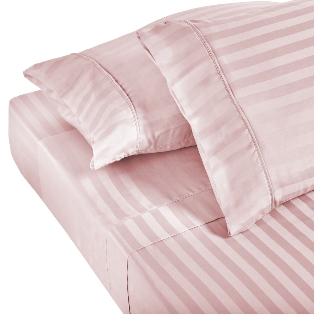 Royal Comfort 1200 Thread count Damask Stripe Cotton Blend sheet sets Queen Blush Bed Sheet Fast shipping On sale