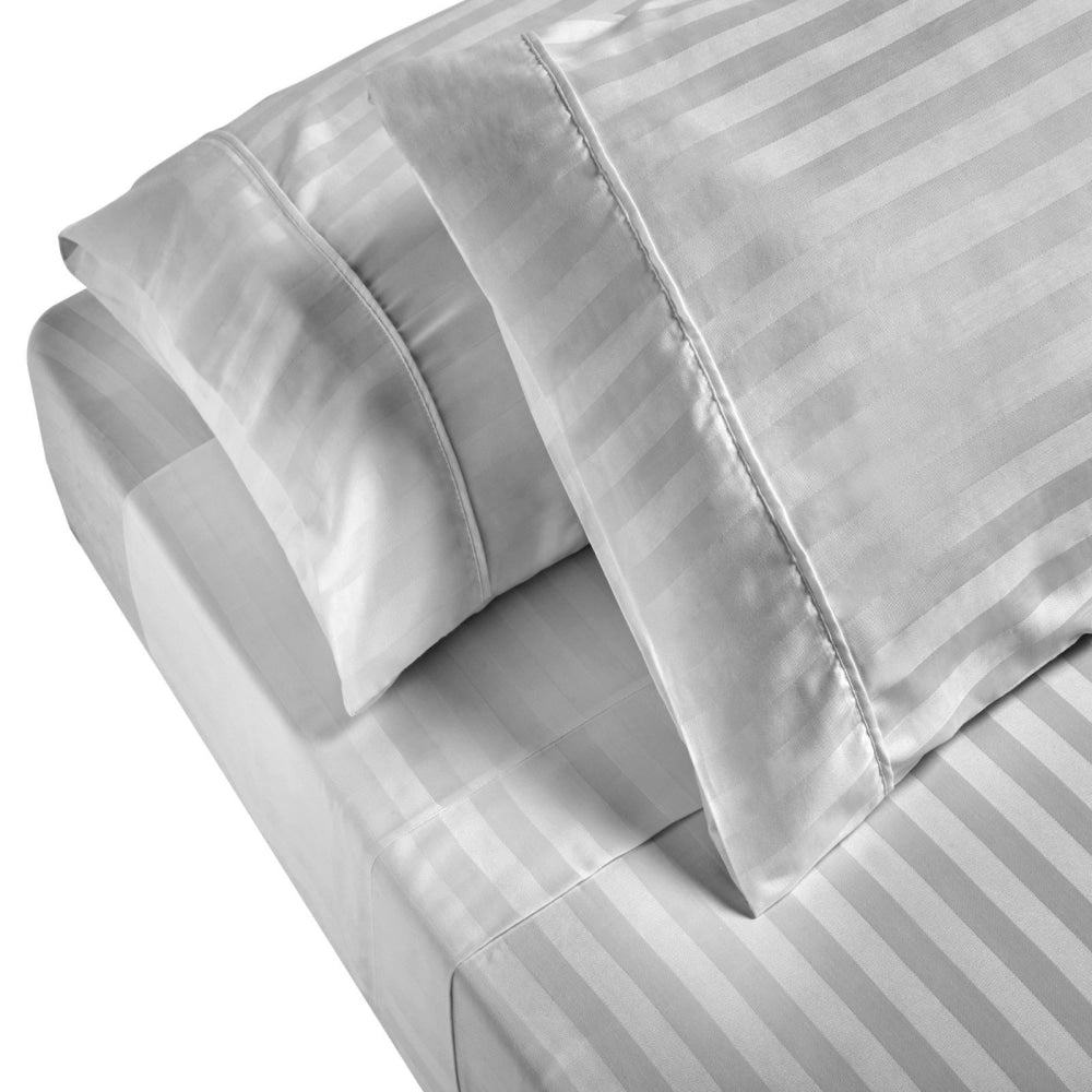 Royal Comfort 1200 Thread count Damask Stripe Cotton Blend sheet sets Queen Silver Bed Sheet Fast shipping On sale