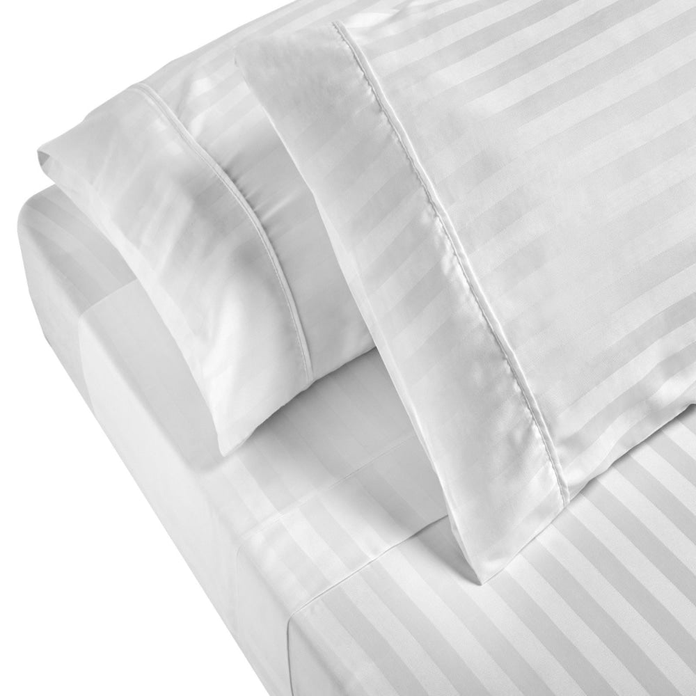 Royal Comfort 1200 Thread count Damask Stripe Cotton Blend sheet sets Queen White Bed Sheet Fast shipping On sale